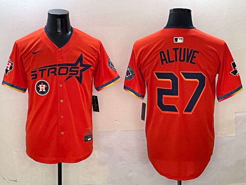 Men Houston Astros #27 Altuve Orange Fourth generation Joint Name Nike 2025 MLB Jersey style 7